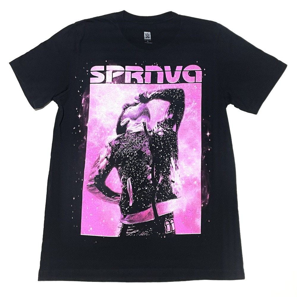 WWE Authentic NXT Noam Dar SPRNVA T-Shirt Black Pink Graphic Mens Medium 2 Sided